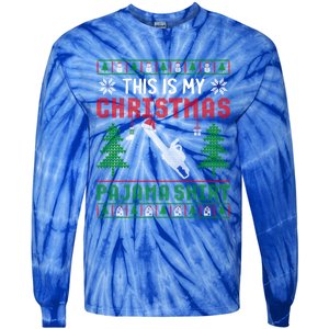 Ugly Xmas Sweater Chainsaw This Is My Christmas Pajama Gift Tie-Dye Long Sleeve Shirt