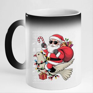 Ugly Xmas Style Santa Riding Dove Bird Christmas Gift 11oz Black Color Changing Mug