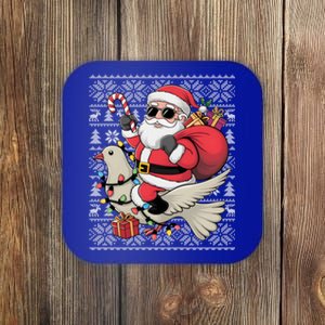 Ugly Xmas Style Santa Riding Dove Bird Christmas Gift Coaster