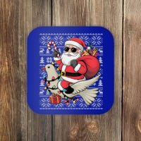 Ugly Xmas Style Santa Riding Dove Bird Christmas Gift Coaster