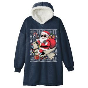 Ugly Xmas Style Santa Riding Dove Bird Christmas Gift Hooded Wearable Blanket