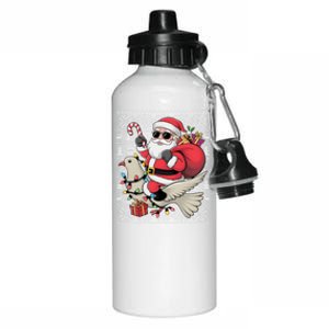 Ugly Xmas Style Santa Riding Dove Bird Christmas Gift Aluminum Water Bottle