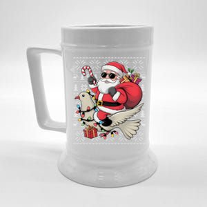 Ugly Xmas Style Santa Riding Dove Bird Christmas Gift Beer Stein