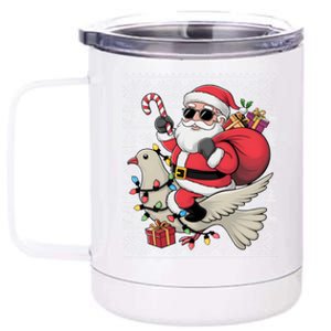 Ugly Xmas Style Santa Riding Dove Bird Christmas Gift 12 oz Stainless Steel Tumbler Cup