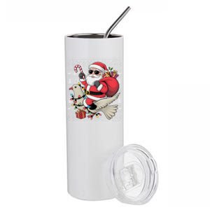 Ugly Xmas Style Santa Riding Dove Bird Christmas Gift Stainless Steel Tumbler