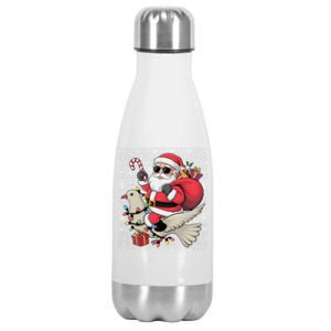 Ugly Xmas Style Santa Riding Dove Bird Christmas Gift Stainless Steel Insulated Water Bottle