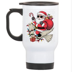 Ugly Xmas Style Santa Riding Dove Bird Christmas Gift Stainless Steel Travel Mug