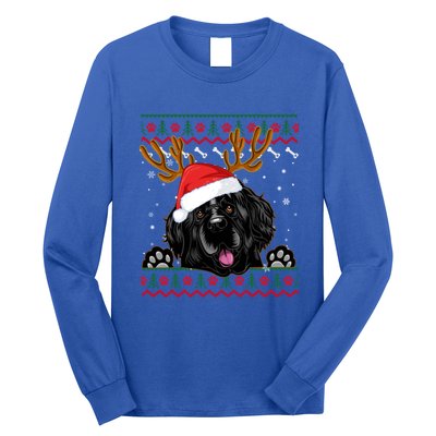 Ugly Xmas Sweater Santa Newfoundland Dog Christmas Tree Gift Long Sleeve Shirt