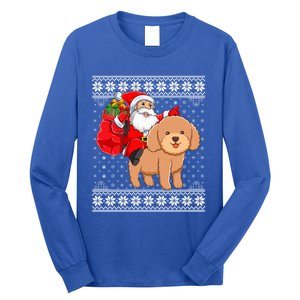 Ugly Xmas Sweater Santa Riding Toy Poodle Dog Christmas Cute Gift Long Sleeve Shirt