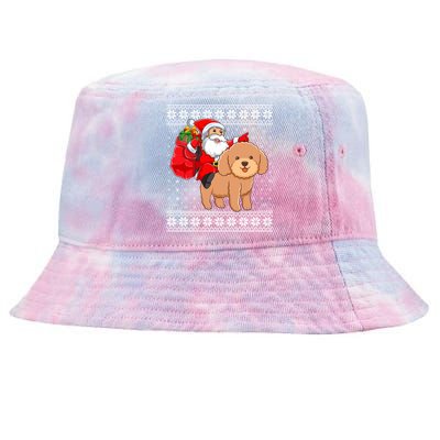 Ugly Xmas Sweater Santa Riding Toy Poodle Dog Christmas Cute Gift Tie-Dyed Bucket Hat