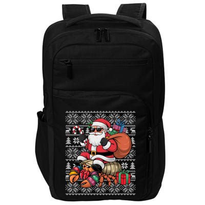 Ugly Xmas Style Santa Riding Hermit Crab Christmas Great Gift Impact Tech Backpack