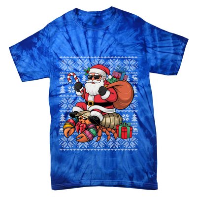 Ugly Xmas Style Santa Riding Hermit Crab Christmas Great Gift Tie-Dye T-Shirt