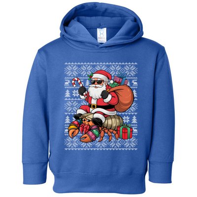 Ugly Xmas Style Santa Riding Hermit Crab Christmas Great Gift Toddler Hoodie
