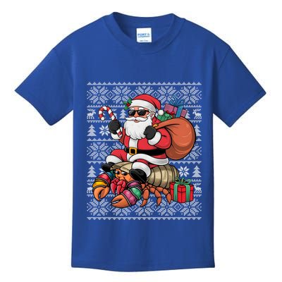 Ugly Xmas Style Santa Riding Hermit Crab Christmas Great Gift Kids T-Shirt