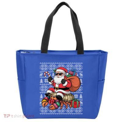 Ugly Xmas Style Santa Riding Hermit Crab Christmas Great Gift Zip Tote Bag