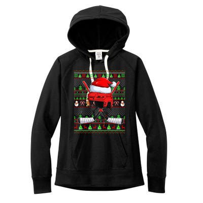 Ugly Xmas Sweater Style Lighting Hockey Christmas Gift Women's Fleece Hoodie