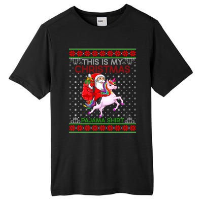 Ugly Xmas Sweater Style Santa Riding Unicorn Christmas Funny Gift Tall Fusion ChromaSoft Performance T-Shirt