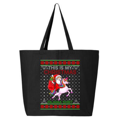 Ugly Xmas Sweater Style Santa Riding Unicorn Christmas Funny Gift 25L Jumbo Tote