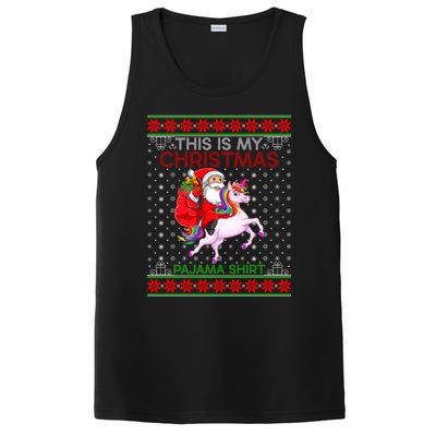 Ugly Xmas Sweater Style Santa Riding Unicorn Christmas Funny Gift PosiCharge Competitor Tank