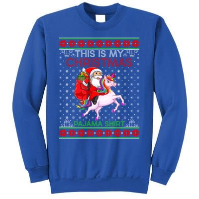 Ugly Xmas Sweater Style Santa Riding Unicorn Christmas Funny Gift Sweatshirt