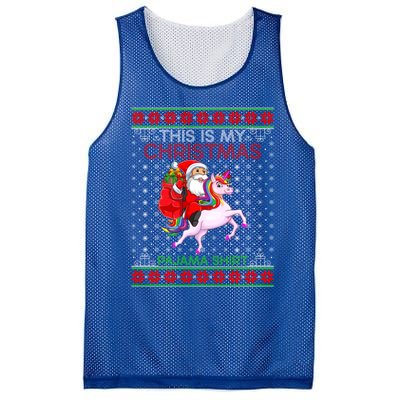 Ugly Xmas Sweater Style Santa Riding Unicorn Christmas Funny Gift Mesh Reversible Basketball Jersey Tank