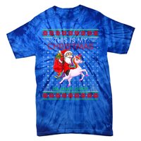 Ugly Xmas Sweater Style Santa Riding Unicorn Christmas Funny Gift Tie-Dye T-Shirt