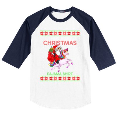 Ugly Xmas Sweater Style Santa Riding Unicorn Christmas Funny Gift Baseball Sleeve Shirt