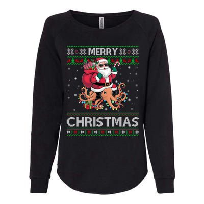 Ugly Xmas Style Santa Riding Octopus Christmas Great Gift Womens California Wash Sweatshirt