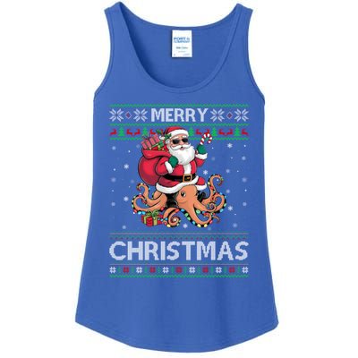 Ugly Xmas Style Santa Riding Octopus Christmas Great Gift Ladies Essential Tank