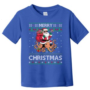 Ugly Xmas Style Santa Riding Octopus Christmas Great Gift Toddler T-Shirt