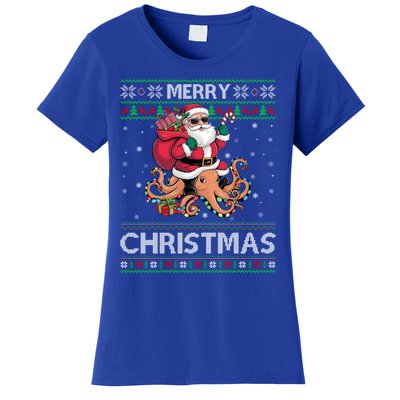 Ugly Xmas Style Santa Riding Octopus Christmas Great Gift Women's T-Shirt