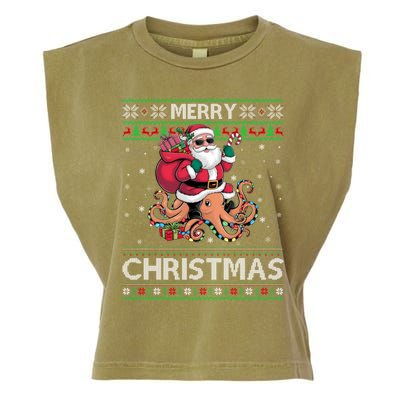 Ugly Xmas Style Santa Riding Octopus Christmas Great Gift Garment-Dyed Women's Muscle Tee