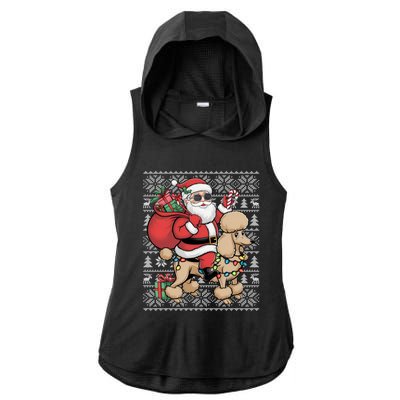 Ugly Xmas Style Santa Riding Poodle Dog Christmas Meaningful Gift Ladies PosiCharge Tri-Blend Wicking Draft Hoodie Tank