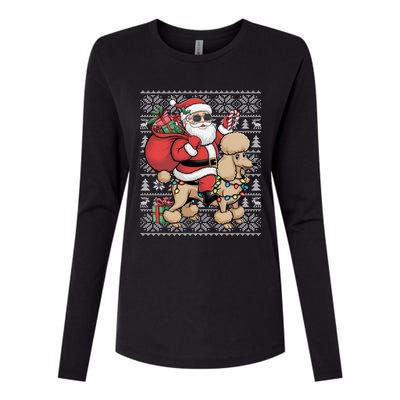 Ugly Xmas Style Santa Riding Poodle Dog Christmas Meaningful Gift Womens Cotton Relaxed Long Sleeve T-Shirt