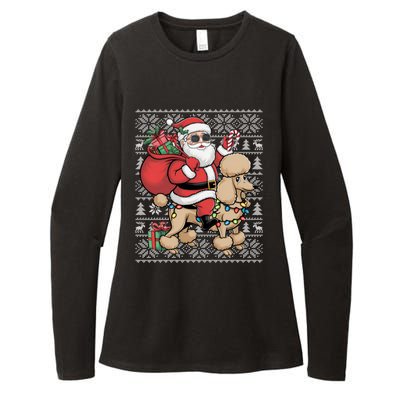 Ugly Xmas Style Santa Riding Poodle Dog Christmas Meaningful Gift Womens CVC Long Sleeve Shirt