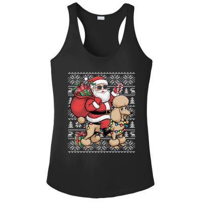 Ugly Xmas Style Santa Riding Poodle Dog Christmas Meaningful Gift Ladies PosiCharge Competitor Racerback Tank