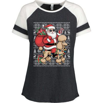 Ugly Xmas Style Santa Riding Poodle Dog Christmas Meaningful Gift Enza Ladies Jersey Colorblock Tee