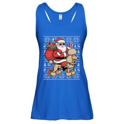 Ugly Xmas Style Santa Riding Poodle Dog Christmas Meaningful Gift Ladies Essential Flowy Tank