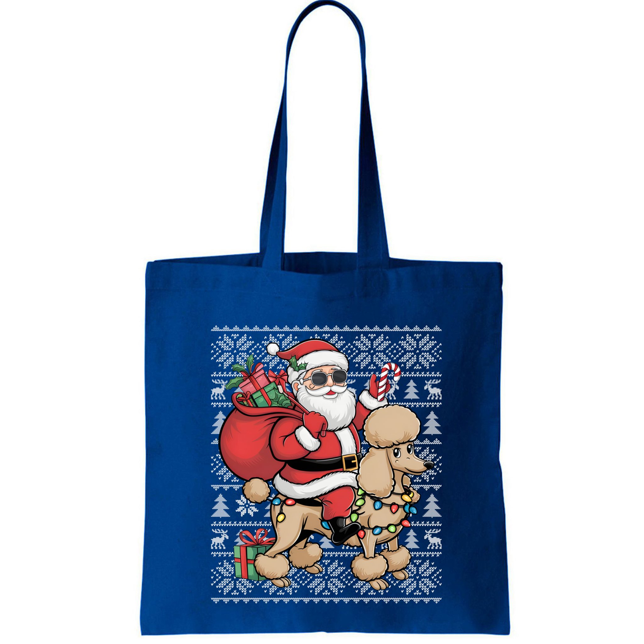 Ugly Xmas Style Santa Riding Poodle Dog Christmas Meaningful Gift Bag