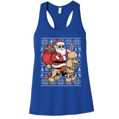 Ugly Xmas Style Santa Riding Poodle Dog Christmas Meaningful Gift Women's Racerback Tank