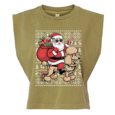 Ugly Xmas Style Santa Riding Poodle Dog Christmas Meaningful Gift Garment-Dyed Women's Muscle Tee