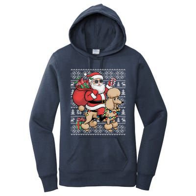 Ugly Xmas Style Santa Riding Poodle Dog Christmas Meaningful Gift Women's Pullover Hoodie