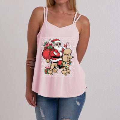 Ugly Xmas Style Santa Riding Poodle Dog Christmas Meaningful Gift Women's Strappy Tank