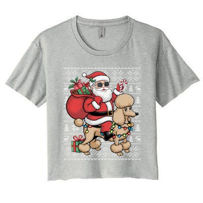 Ugly Xmas Style Santa Riding Poodle Dog Christmas Meaningful Gift Women's Crop Top Tee