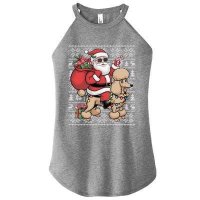 Ugly Xmas Style Santa Riding Poodle Dog Christmas Meaningful Gift Women's Perfect Tri Rocker Tank