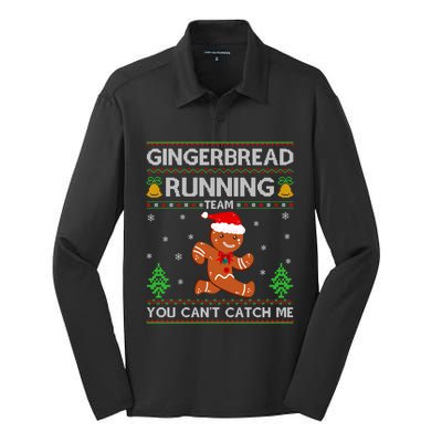 Ugly Xmas Sweater Gingerbread Running Team Christmas Funny Gift Silk Touch Performance Long Sleeve Polo