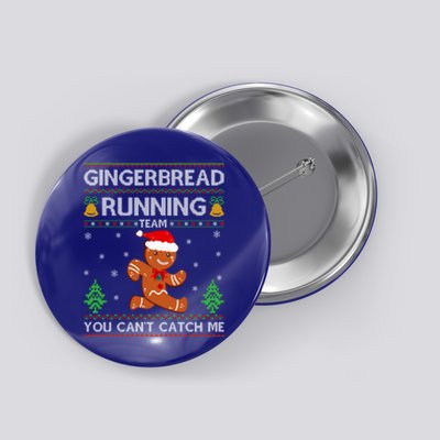 Ugly Xmas Sweater Gingerbread Running Team Christmas Funny Gift Button