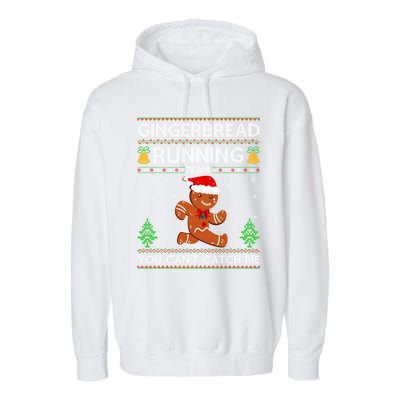 Ugly Xmas Sweater Gingerbread Running Team Christmas Funny Gift Garment-Dyed Fleece Hoodie