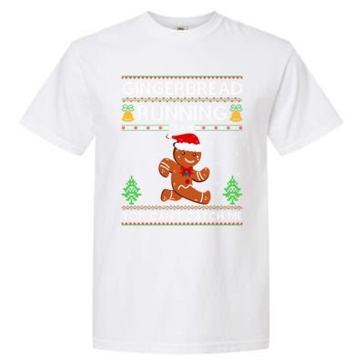 Ugly Xmas Sweater Gingerbread Running Team Christmas Funny Gift Garment-Dyed Heavyweight T-Shirt