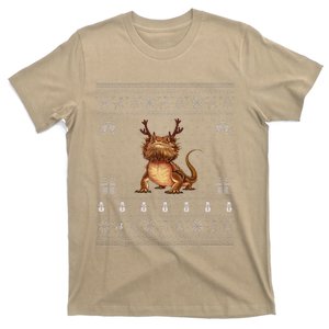 Ugly Xmas Sweater Style Bearded Dragon Reindeer Christmas T-Shirt